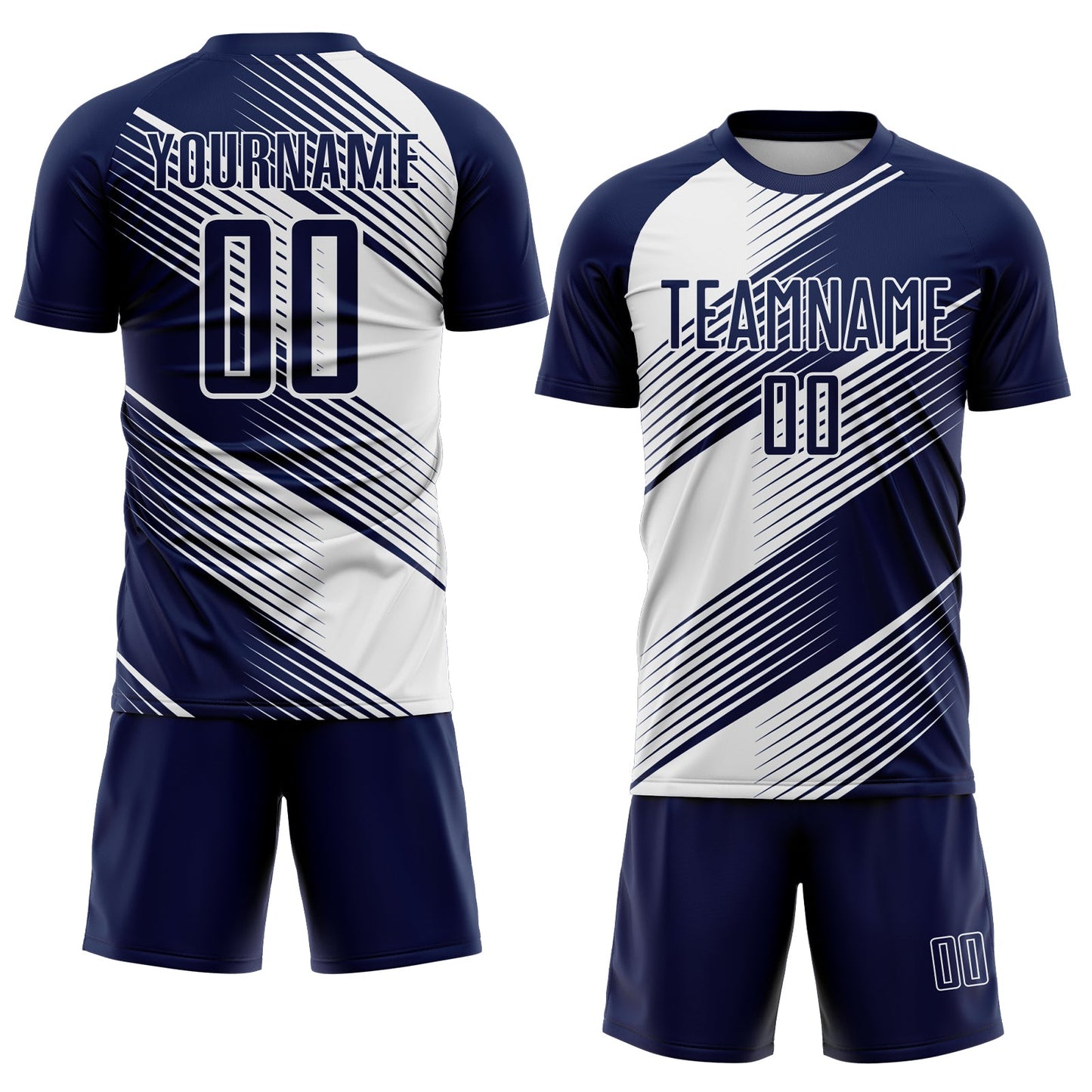 Custom Navy White Line Sublimation Soccer Uniform Jersey view 2