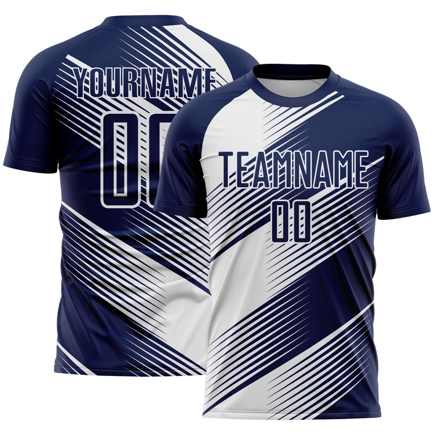 Custom Navy White Line Sublimation Soccer Uniform Jersey - Main View