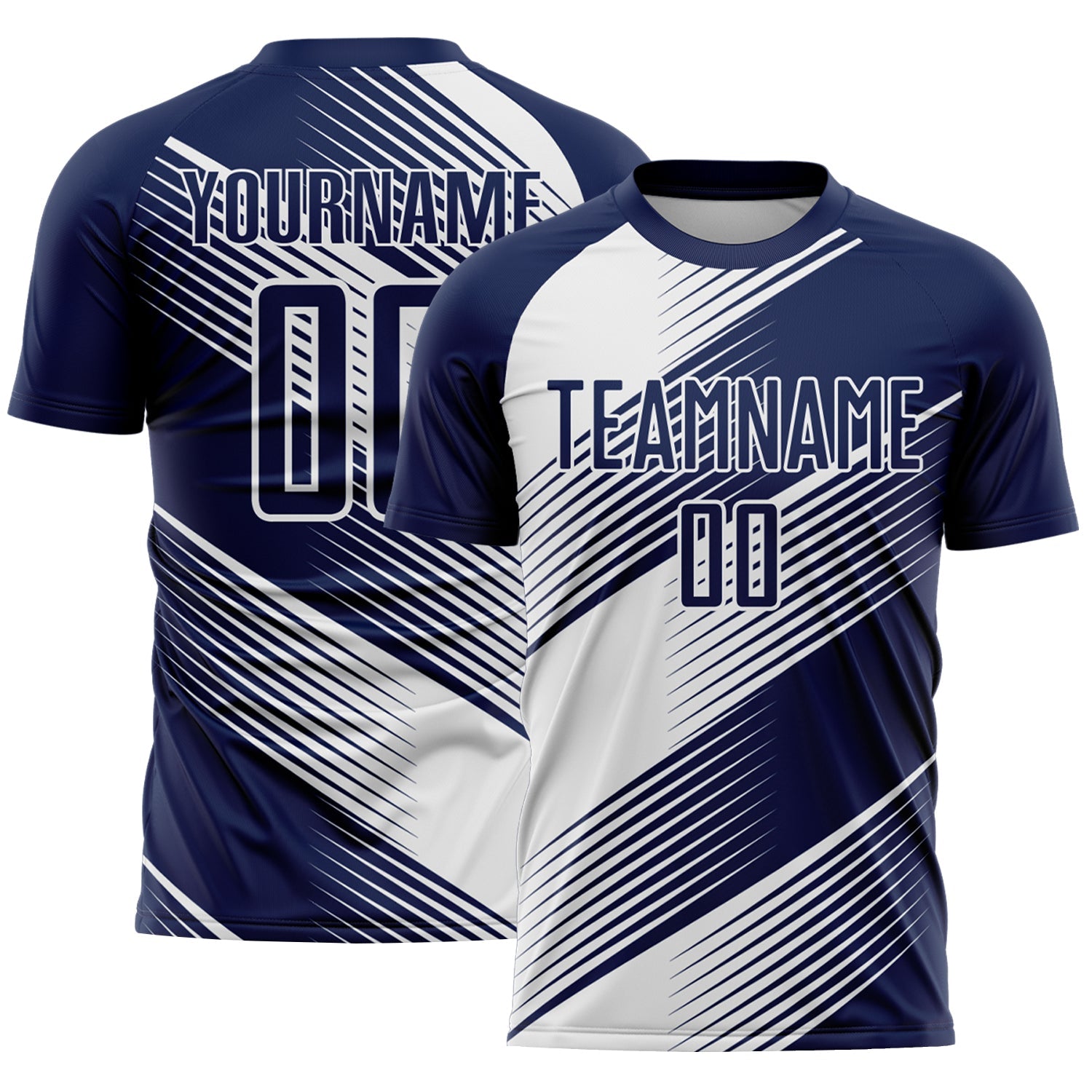 Custom Navy White Line Sublimation Soccer Uniform Jersey - Main View