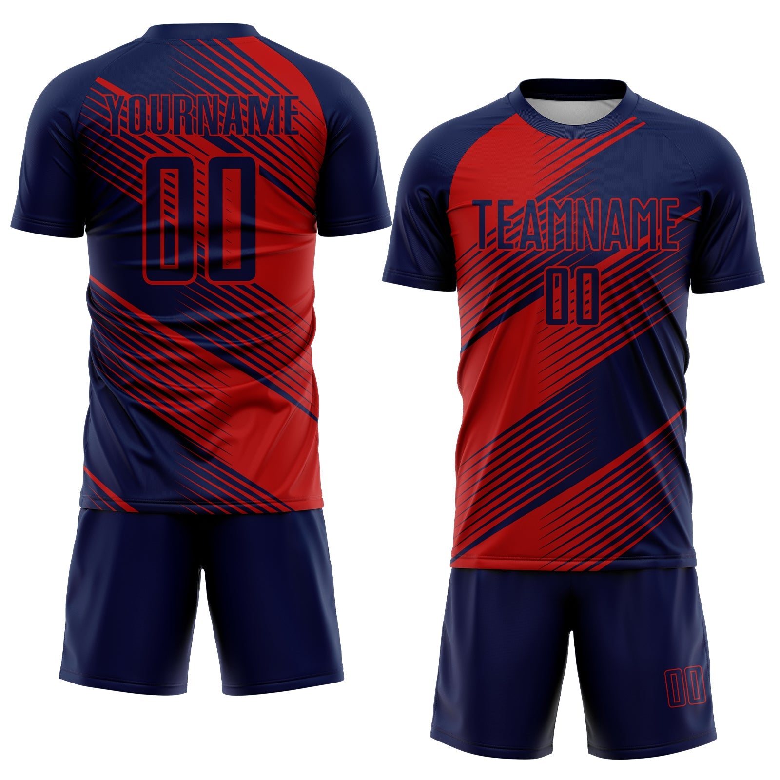 Custom Navy Red Line Sublimation Soccer Uniform Jersey view 2