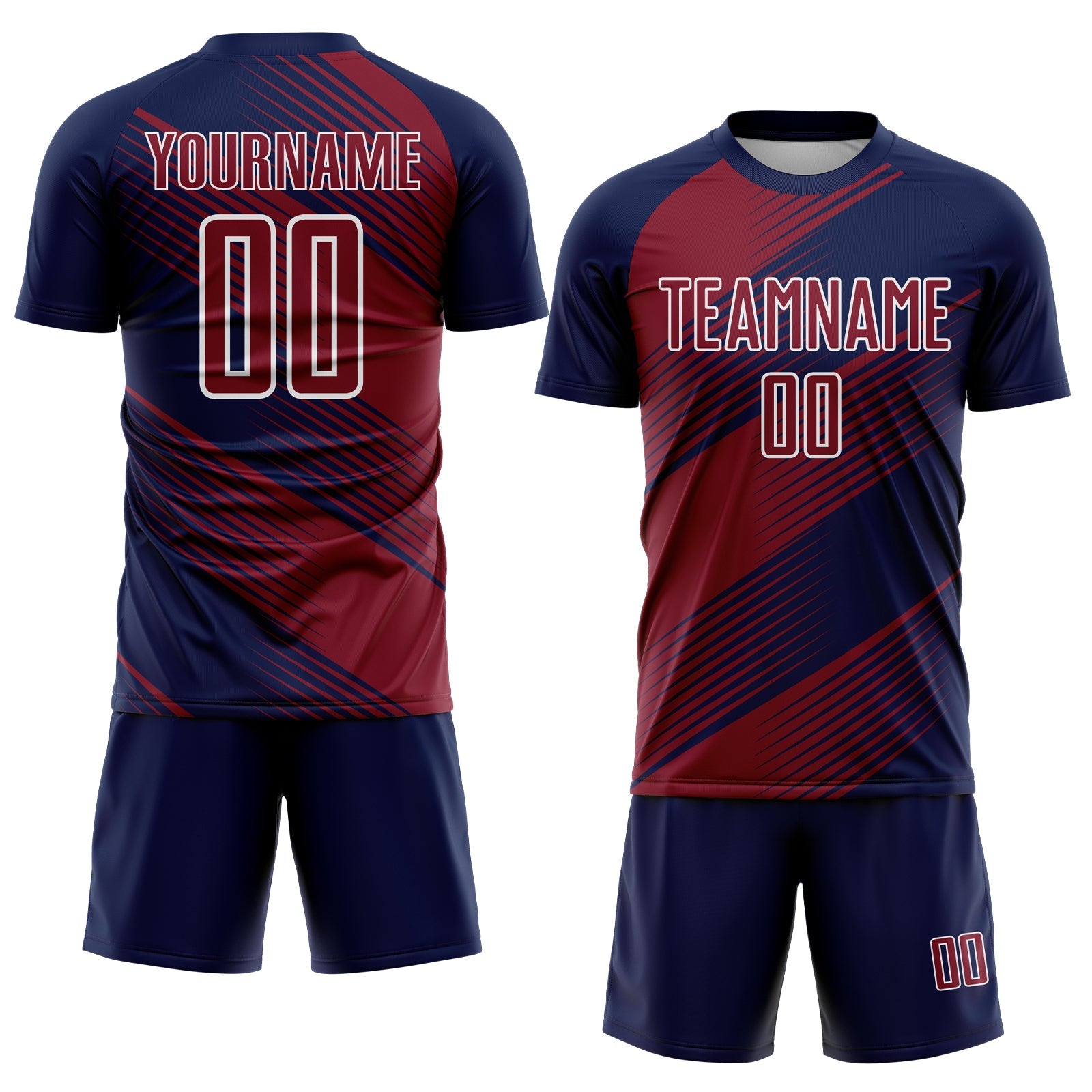 Custom Navy Crimson-White Line Sublimation Soccer Uniform Jersey view 2