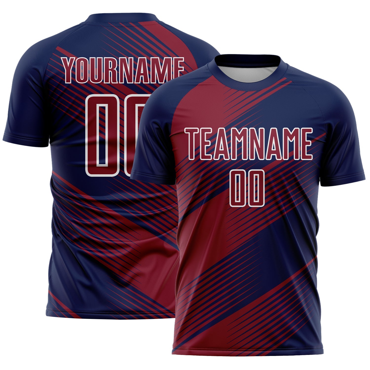 Custom Navy Crimson-White Line Sublimation Soccer Uniform Jersey - Main View