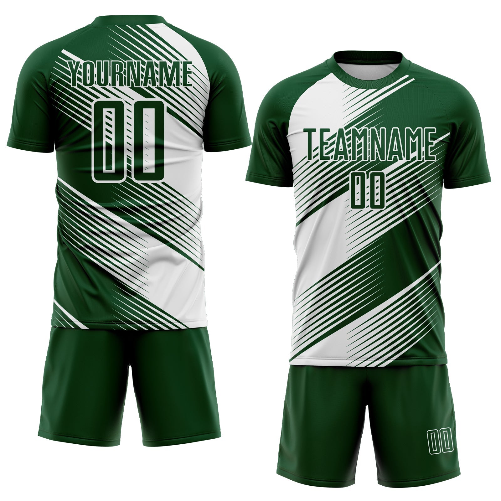 Custom Green White Line Sublimation Soccer Uniform Jersey view 2