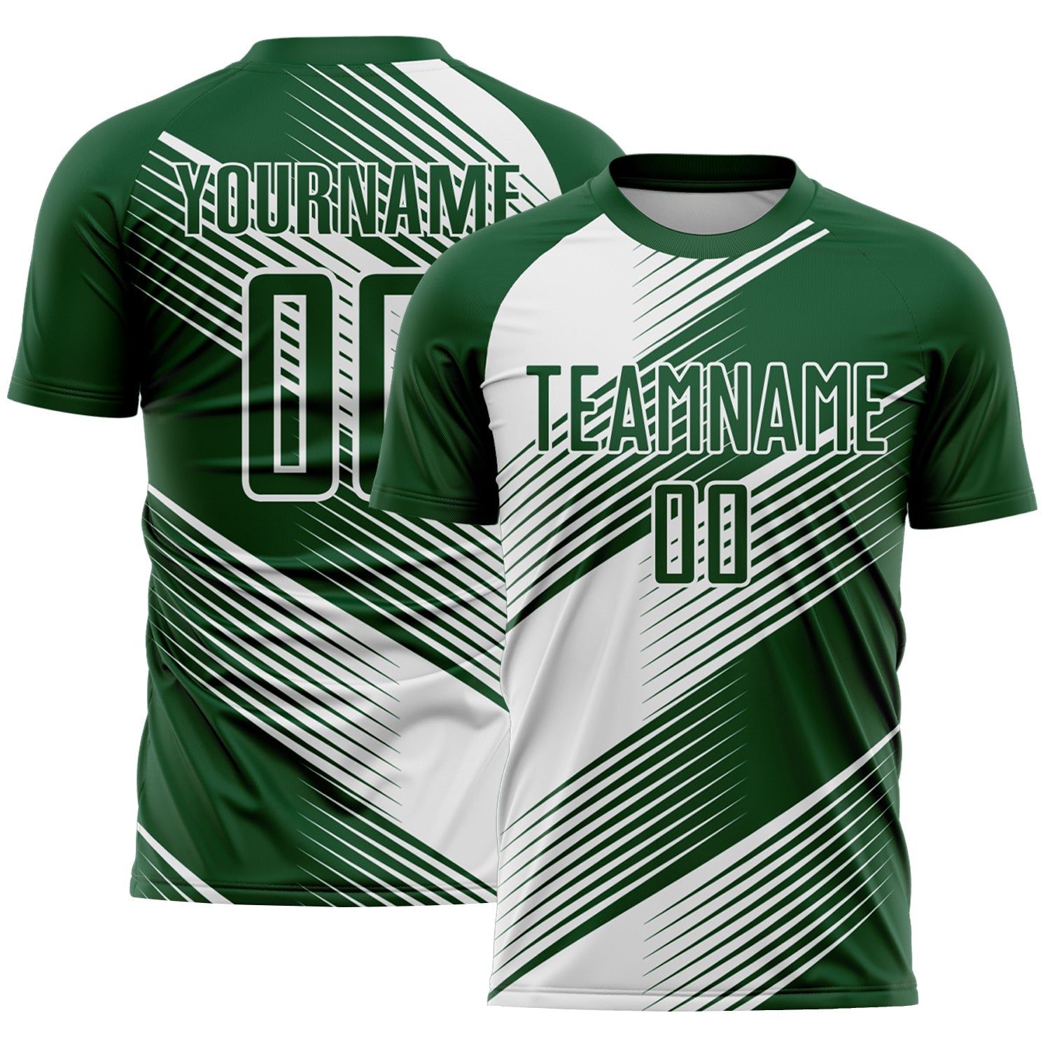Custom Green White Line Sublimation Soccer Uniform Jersey - Main View