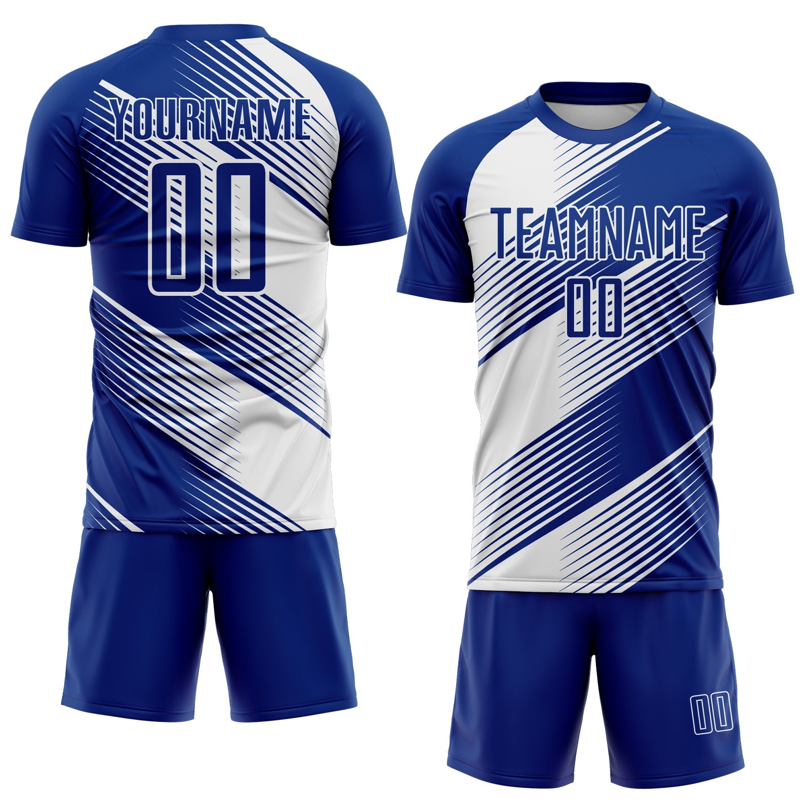 Custom Royal White Line Sublimation Soccer Uniform Jersey view 2