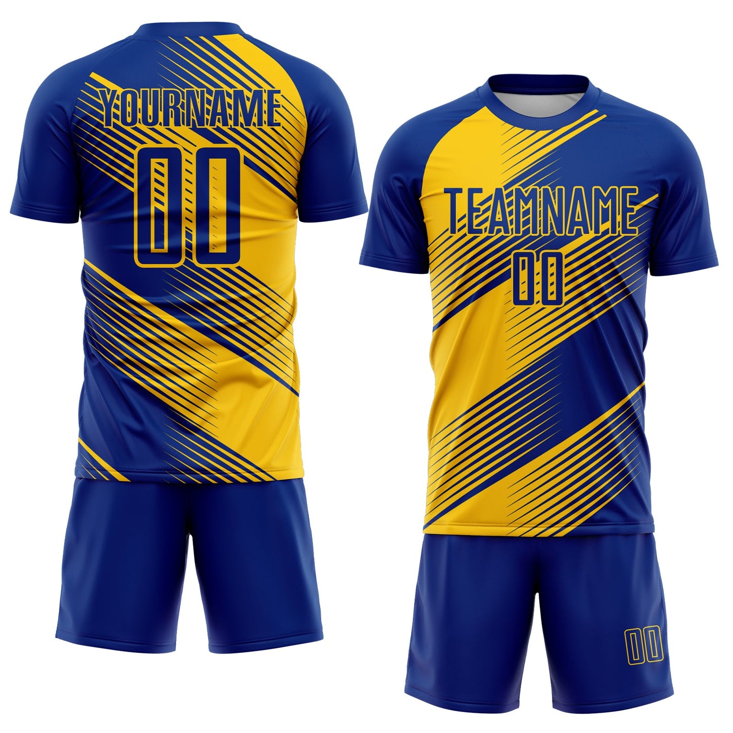 Custom Royal Yellow Line Sublimation Soccer Uniform Jersey view 2