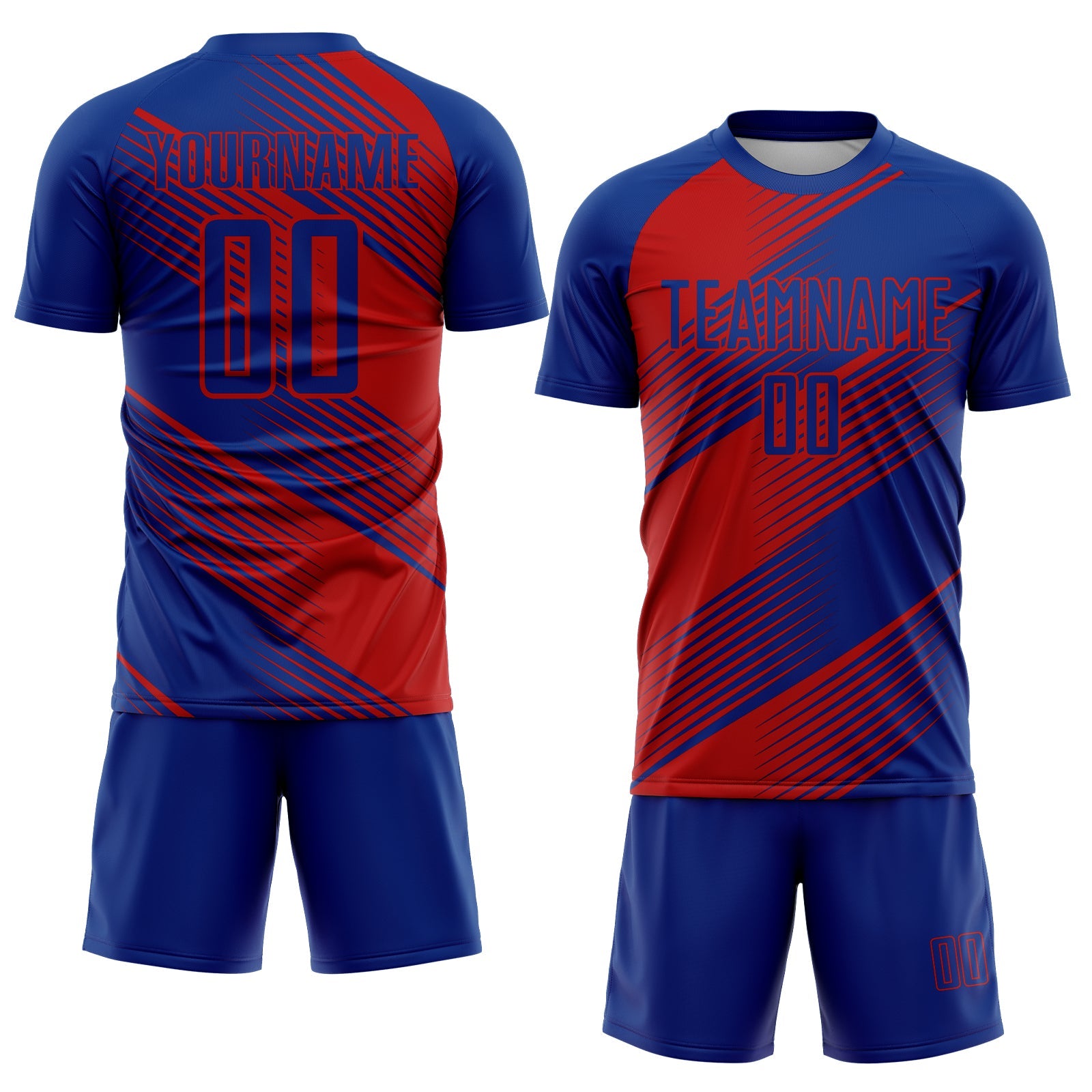 Custom Royal Red Line Sublimation Soccer Uniform Jersey view 2