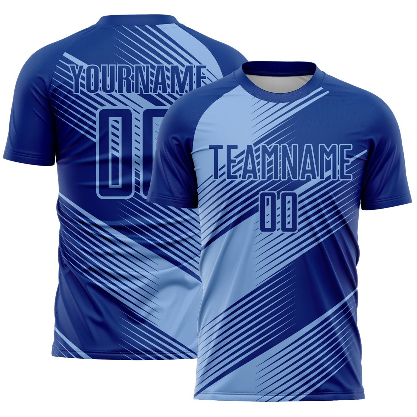 Custom Royal Light Blue Line Sublimation Soccer Uniform Jersey - Main View