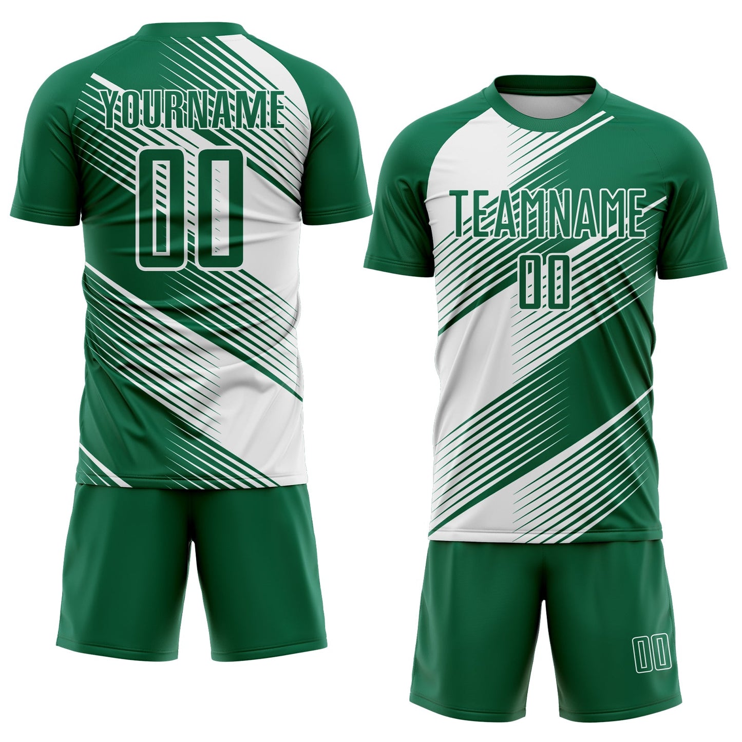 Custom Kelly Green White Line Sublimation Soccer Uniform Jersey view 2