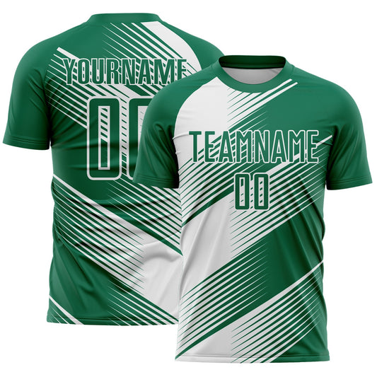 Custom Kelly Green White Line Sublimation Soccer Uniform Jersey - Main View