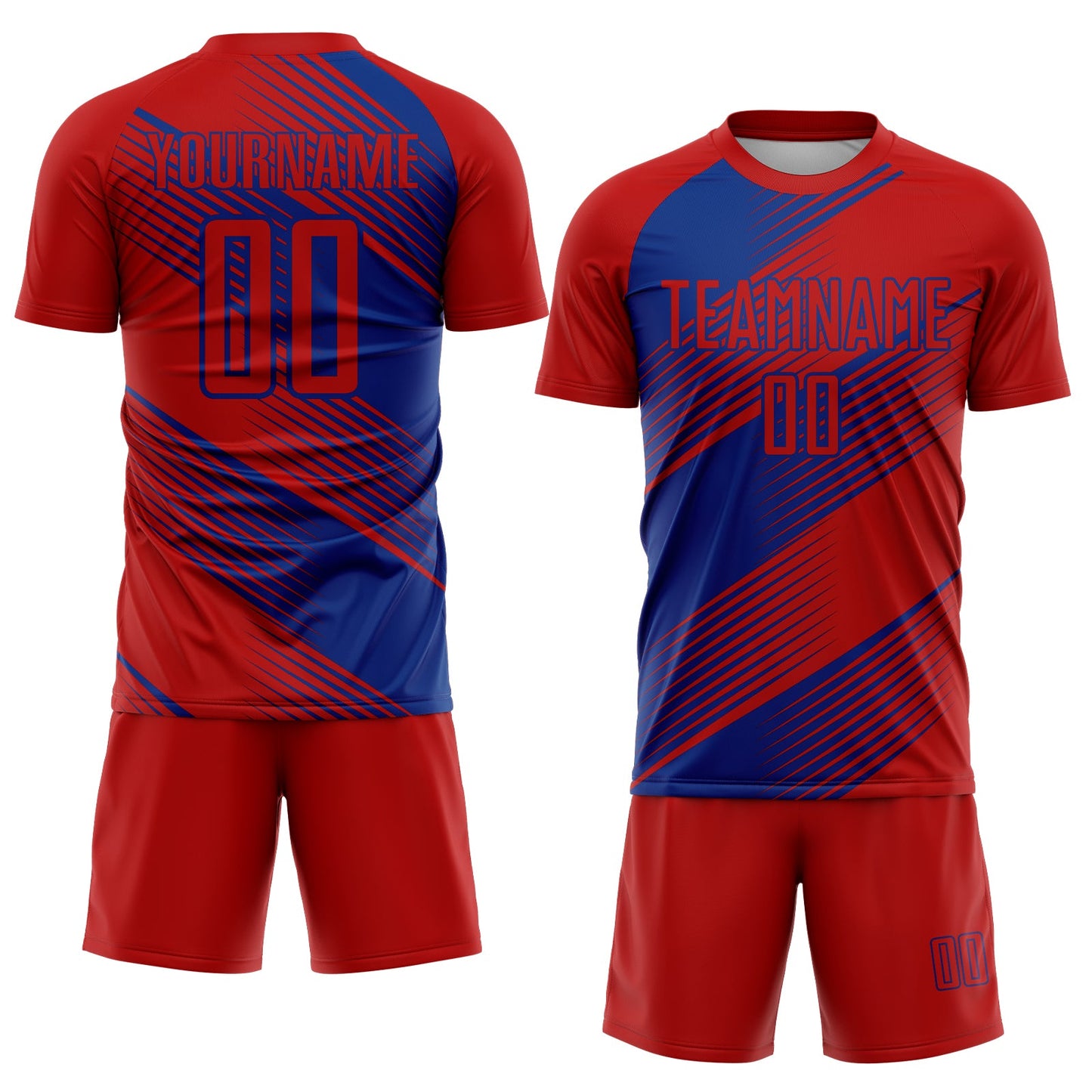 Custom Red Royal Line Sublimation Soccer Uniform Jersey view 2