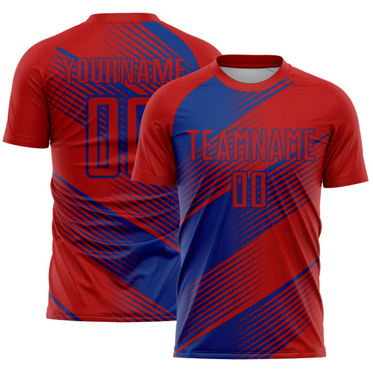 Custom Red Royal Line Sublimation Soccer Uniform Jersey - Main View
