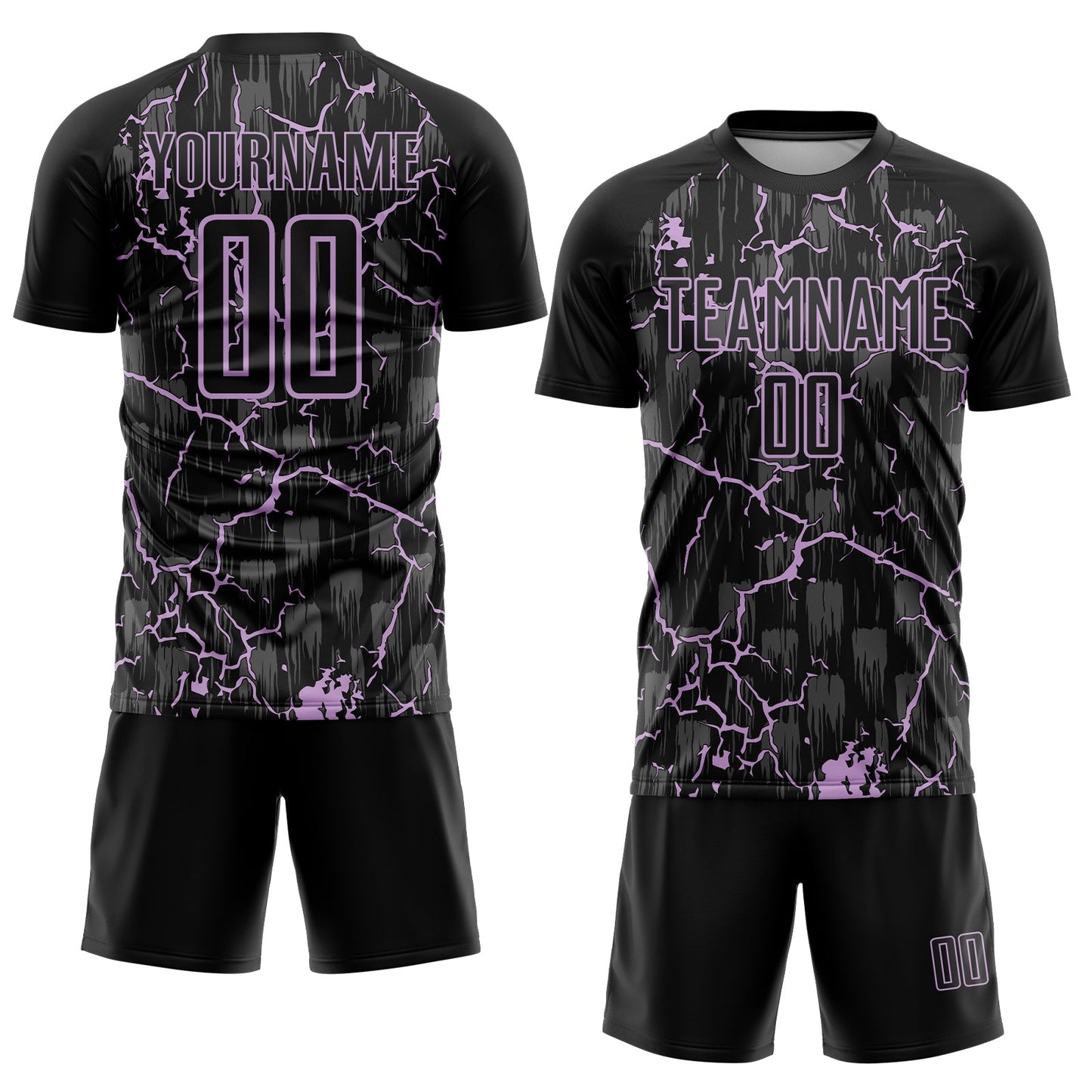 Custom Black Light Purple Lightning Sublimation Soccer Uniform Jersey view 2