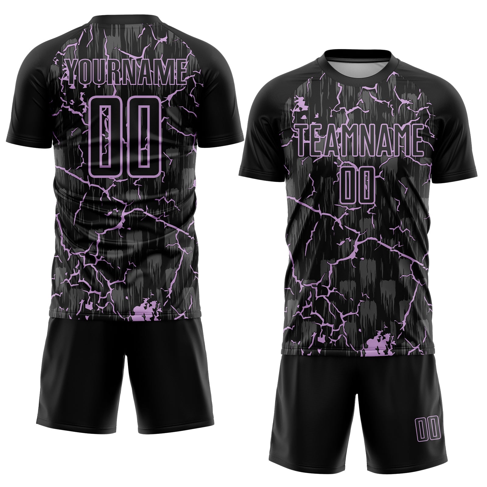 Custom Black Light Purple Lightning Sublimation Soccer Uniform Jersey view 2