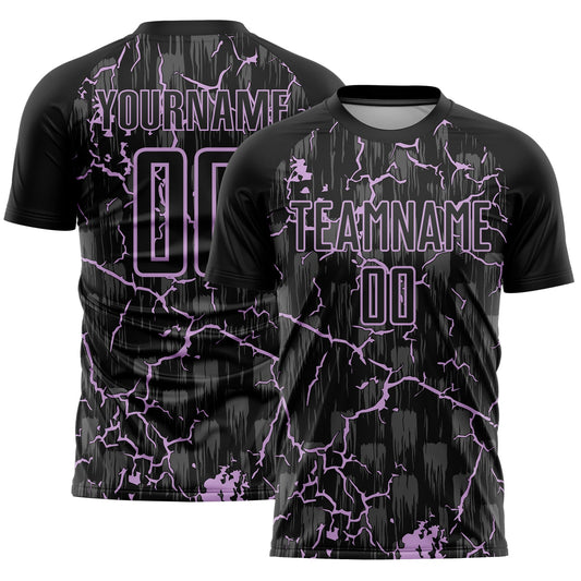 Custom Black Light Purple Lightning Sublimation Soccer Uniform Jersey - Main View