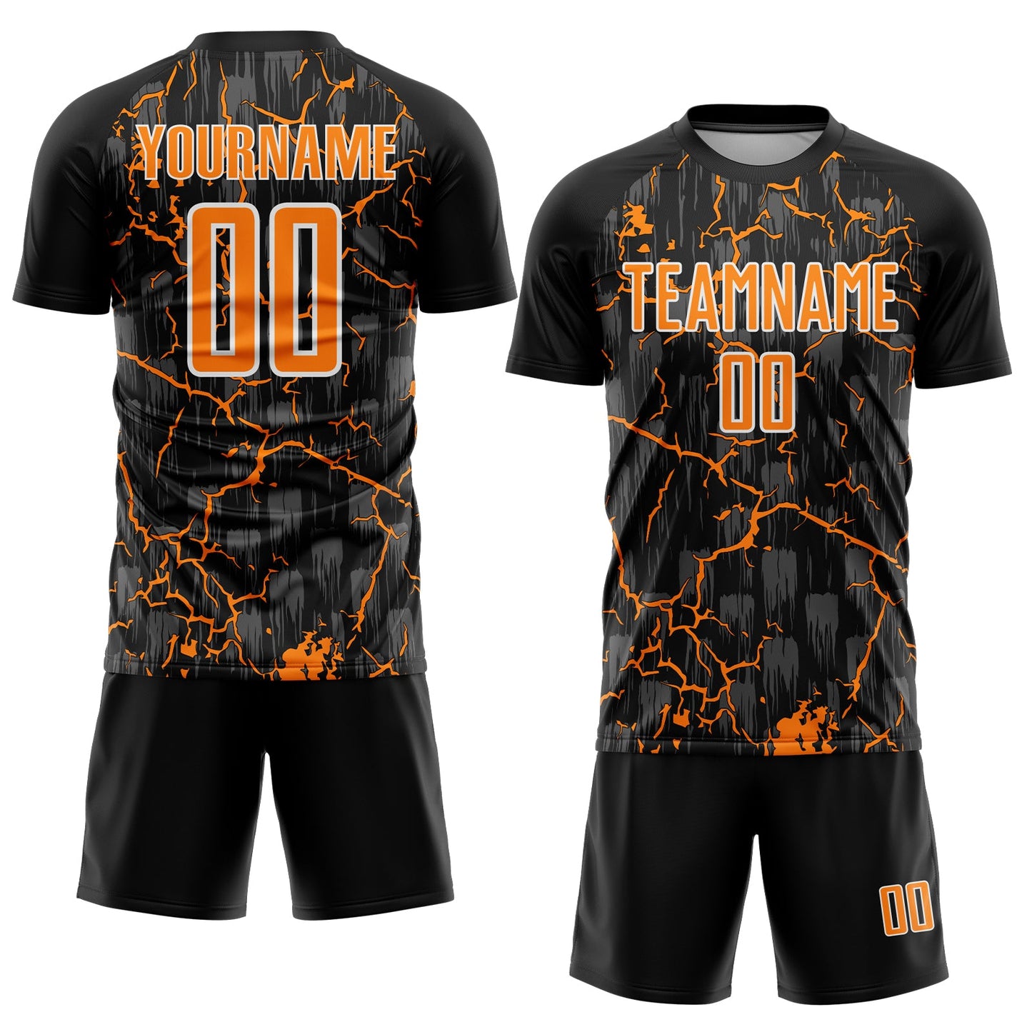 Custom Black Bay Orange-White Lightning Sublimation Soccer Uniform Jersey view 2