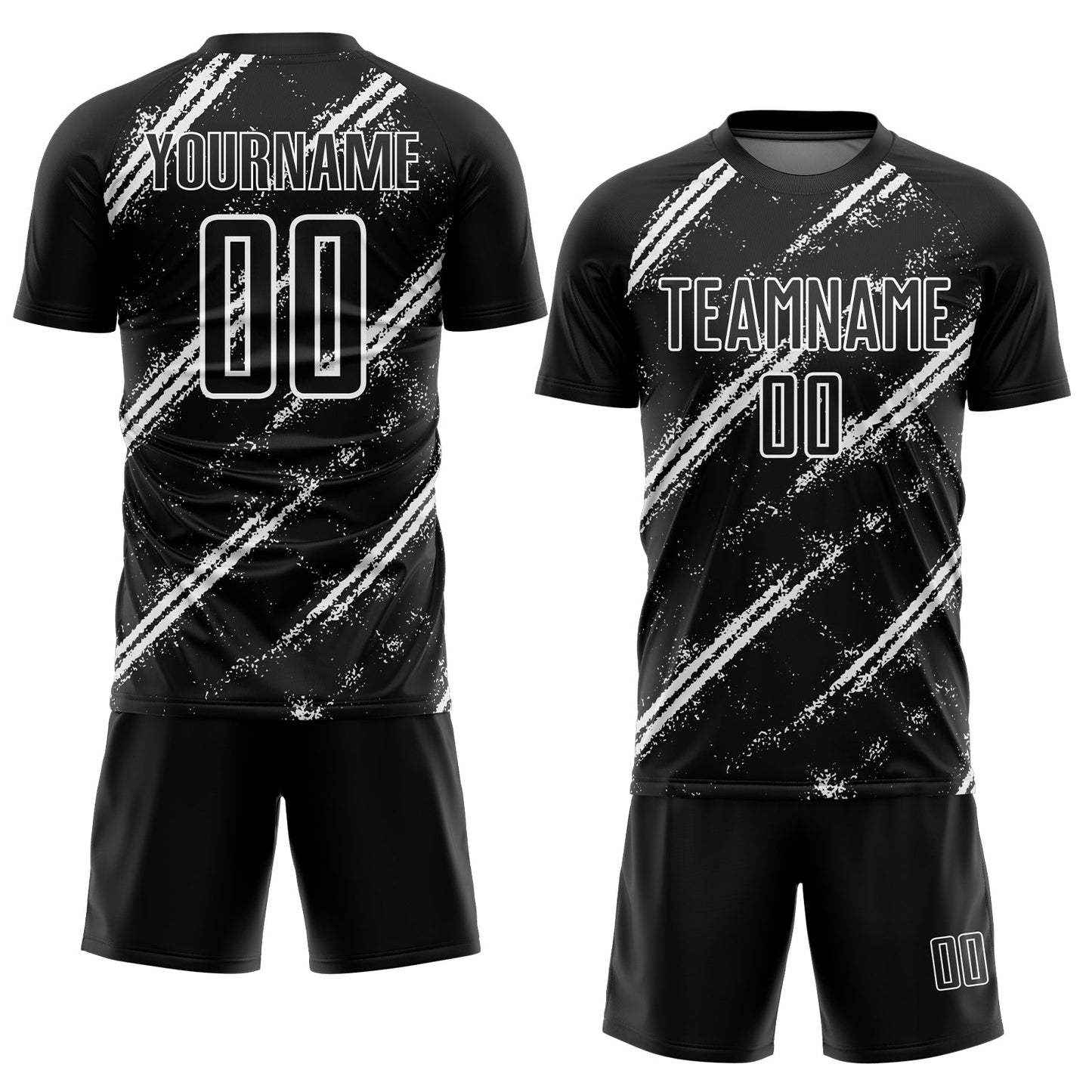 Custom Black White Abstract Fragment Art Splash Sublimation Soccer Uniform Jersey view 2