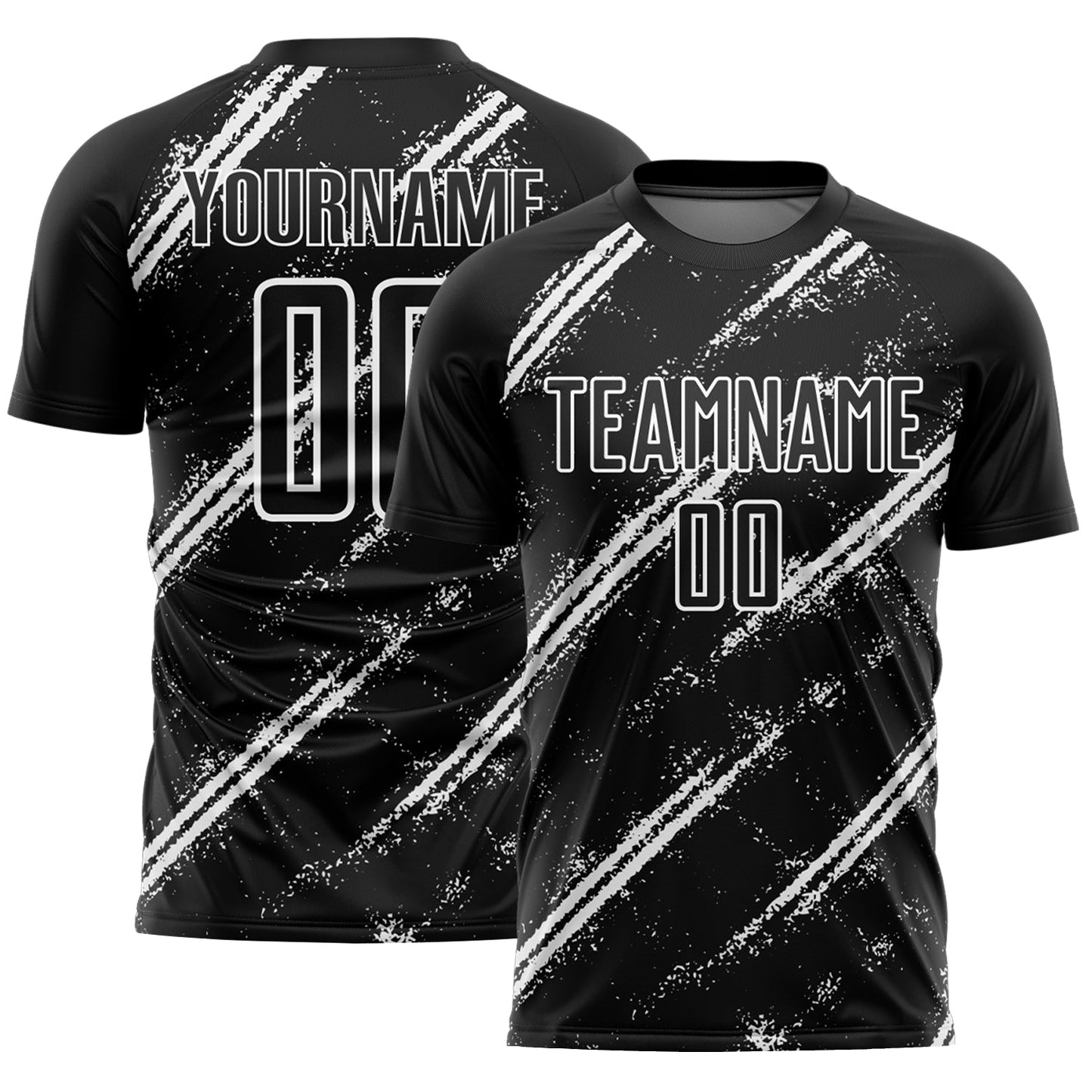 Custom Black White Abstract Fragment Art Splash Sublimation Soccer Uniform Jersey - Main View