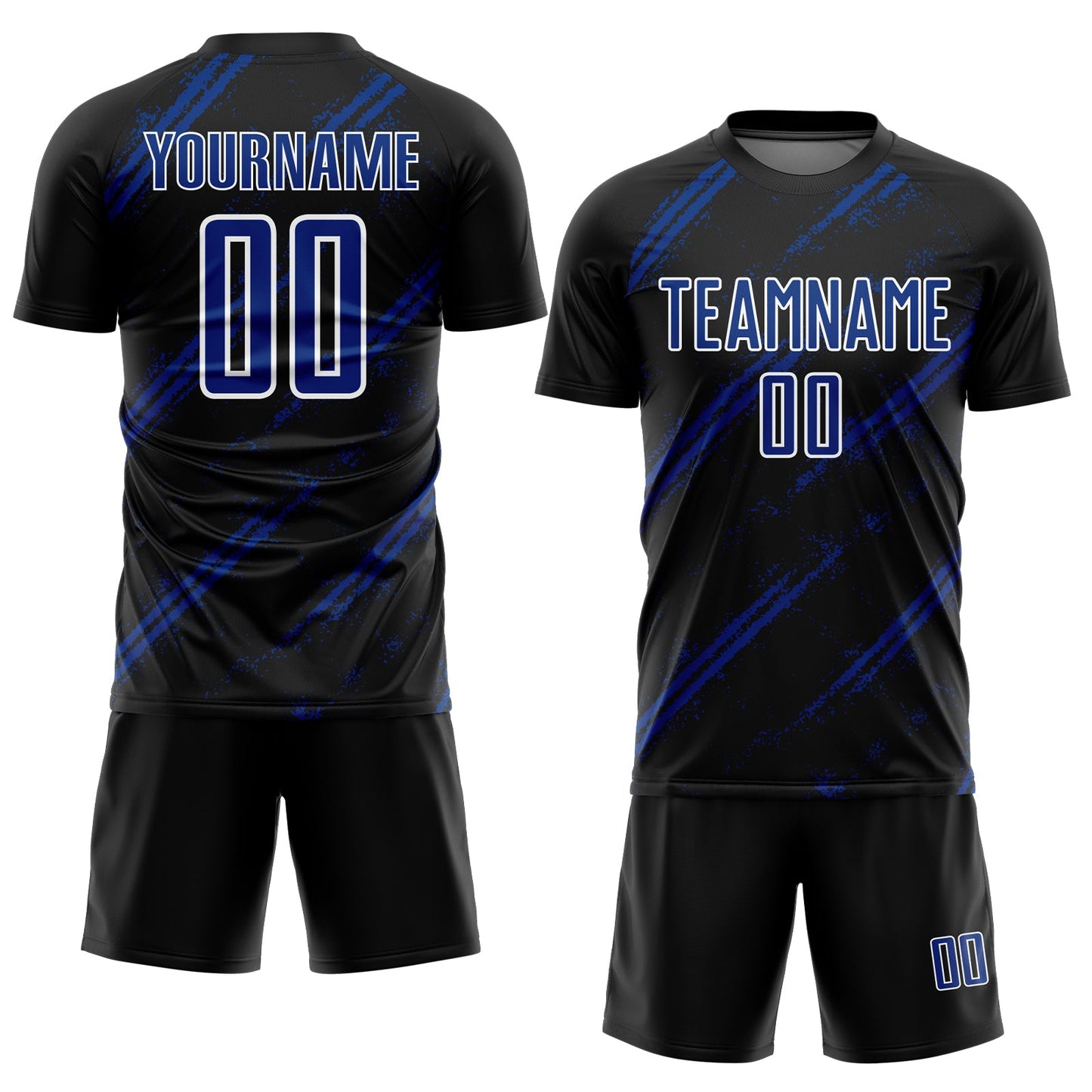 Custom Black Royal-White Abstract Fragment Art Splash Sublimation Soccer Uniform Jersey view 2