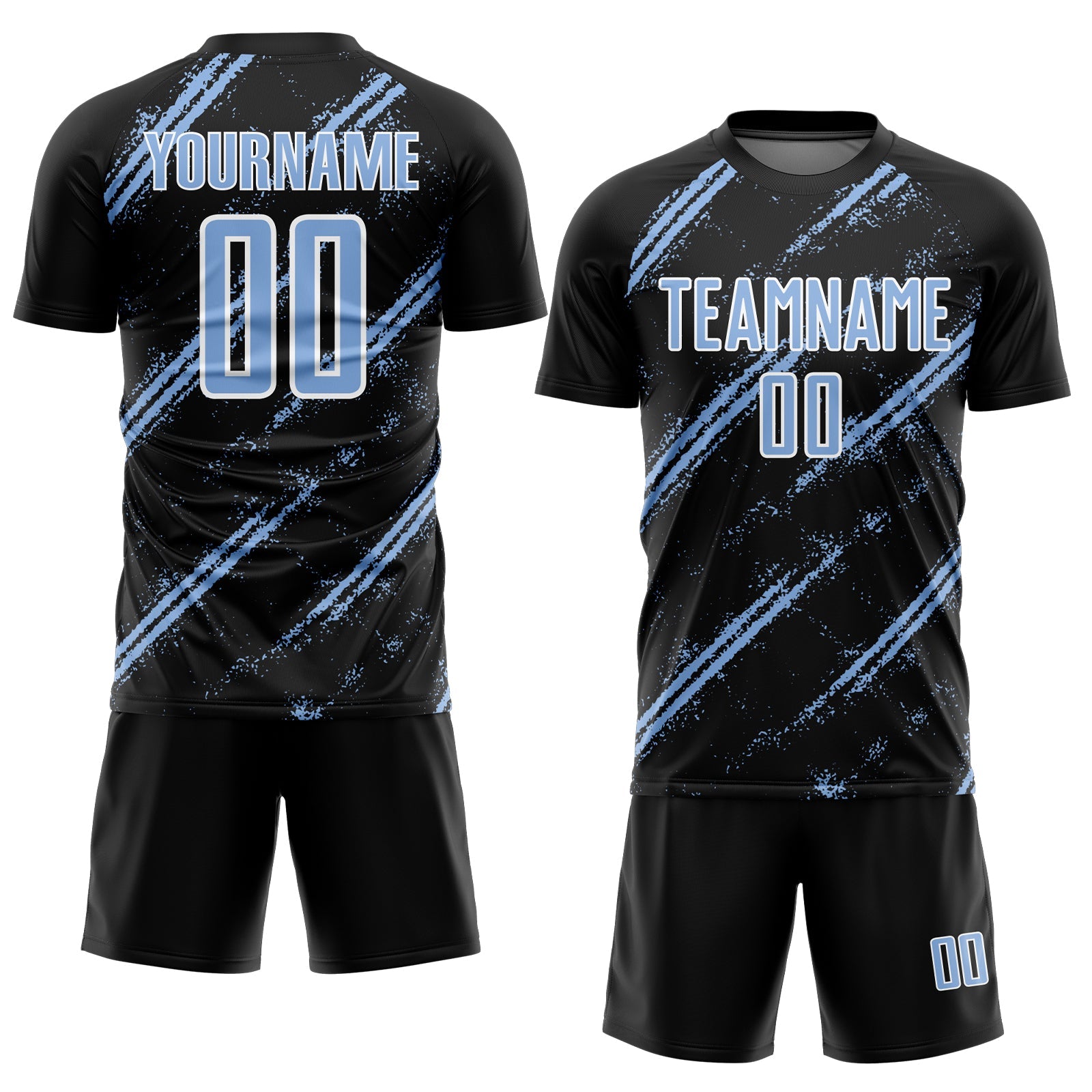 Custom Black Light Blue-White Abstract Fragment Art Splash Sublimation Soccer Uniform Jersey view 2