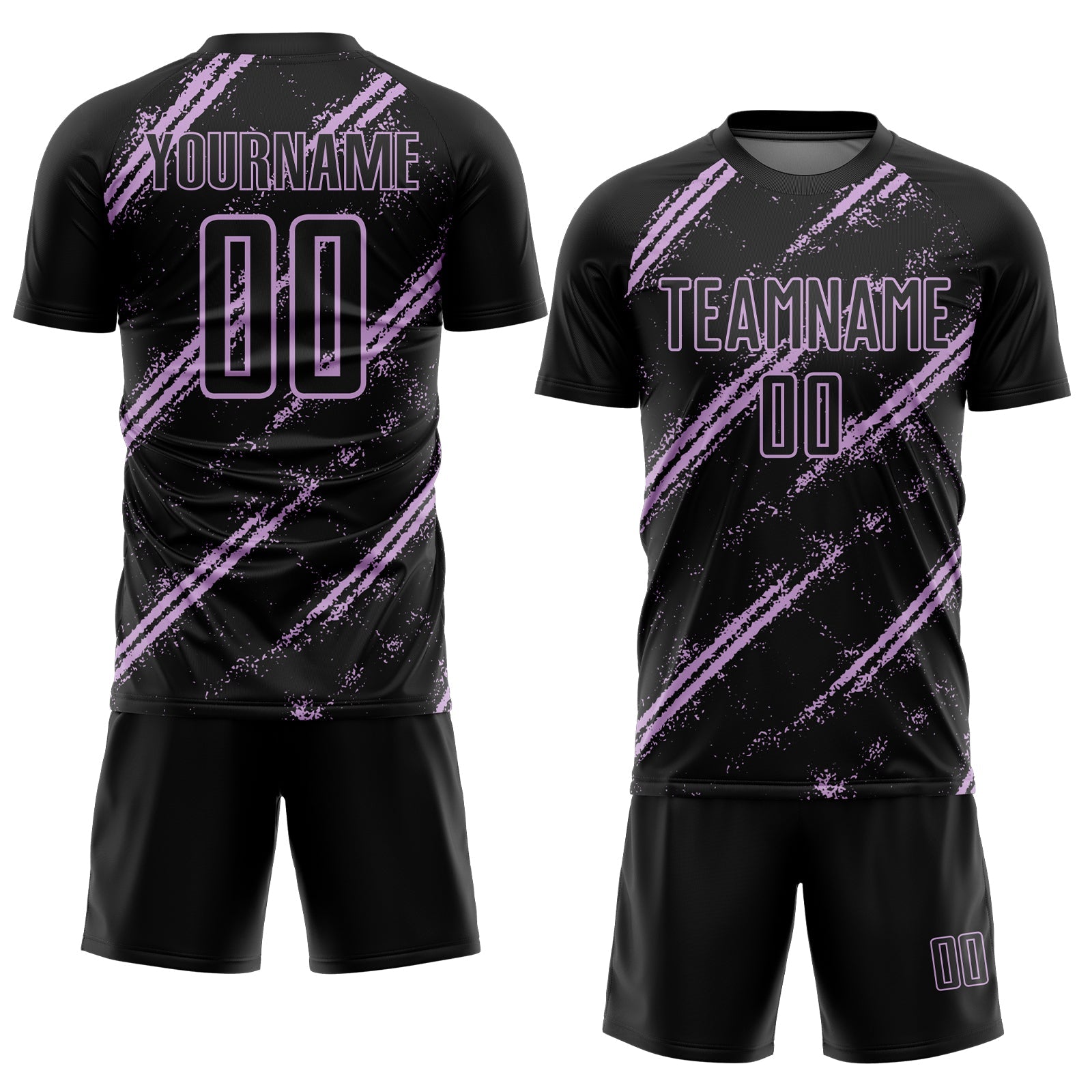 Custom Black Light Purple Abstract Fragment Art Splash Sublimation Soccer Uniform Jersey view 2