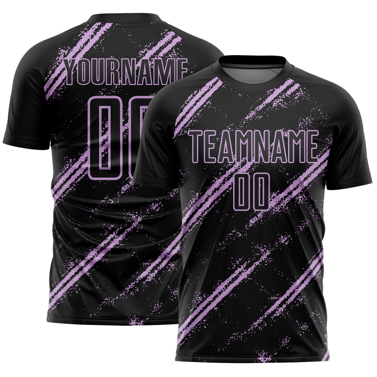 Custom Black Light Purple Abstract Fragment Art Splash Sublimation Soccer Uniform Jersey - Main View