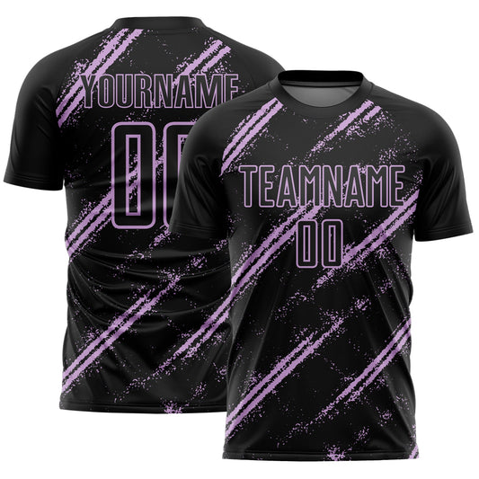 Custom Black Light Purple Abstract Fragment Art Splash Sublimation Soccer Uniform Jersey - Main View