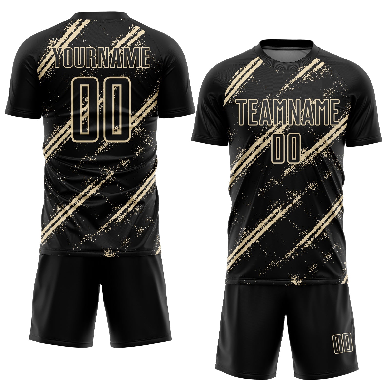 Custom Black Cream Abstract Fragment Art Splash Sublimation Soccer Uniform Jersey view 2