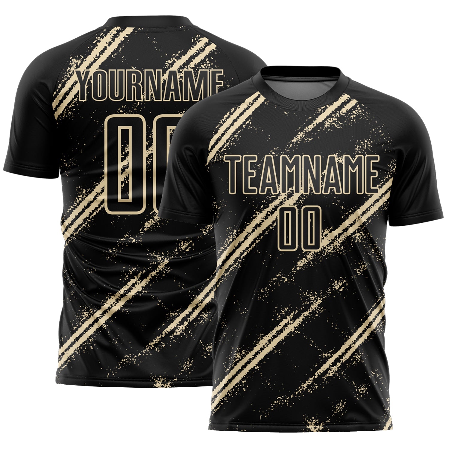 Custom Black Cream Abstract Fragment Art Splash Sublimation Soccer Uniform Jersey - Main View
