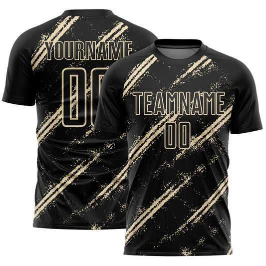 Custom Black Cream Abstract Fragment Art Splash Sublimation Soccer Uniform Jersey - Main View