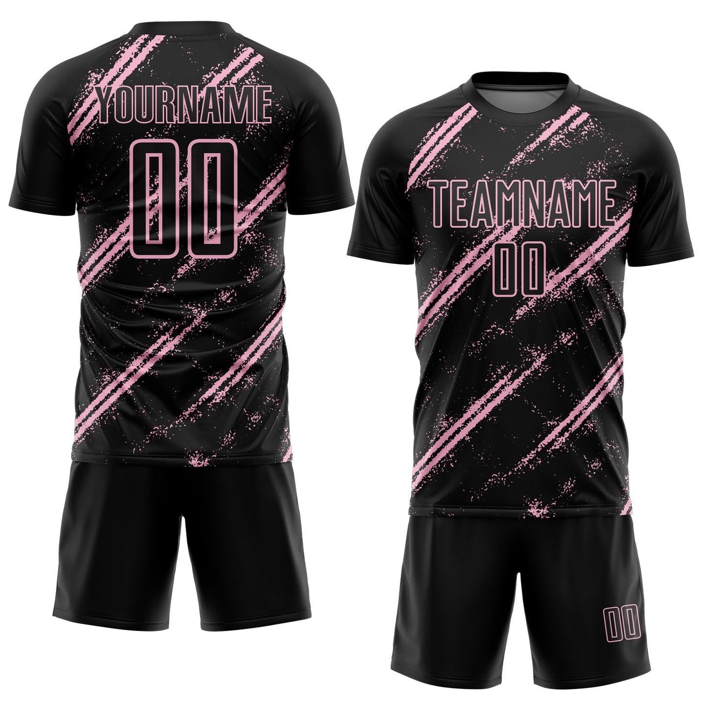 Custom Black Light Pink Abstract Fragment Art Splash Sublimation Soccer Uniform Jersey view 2