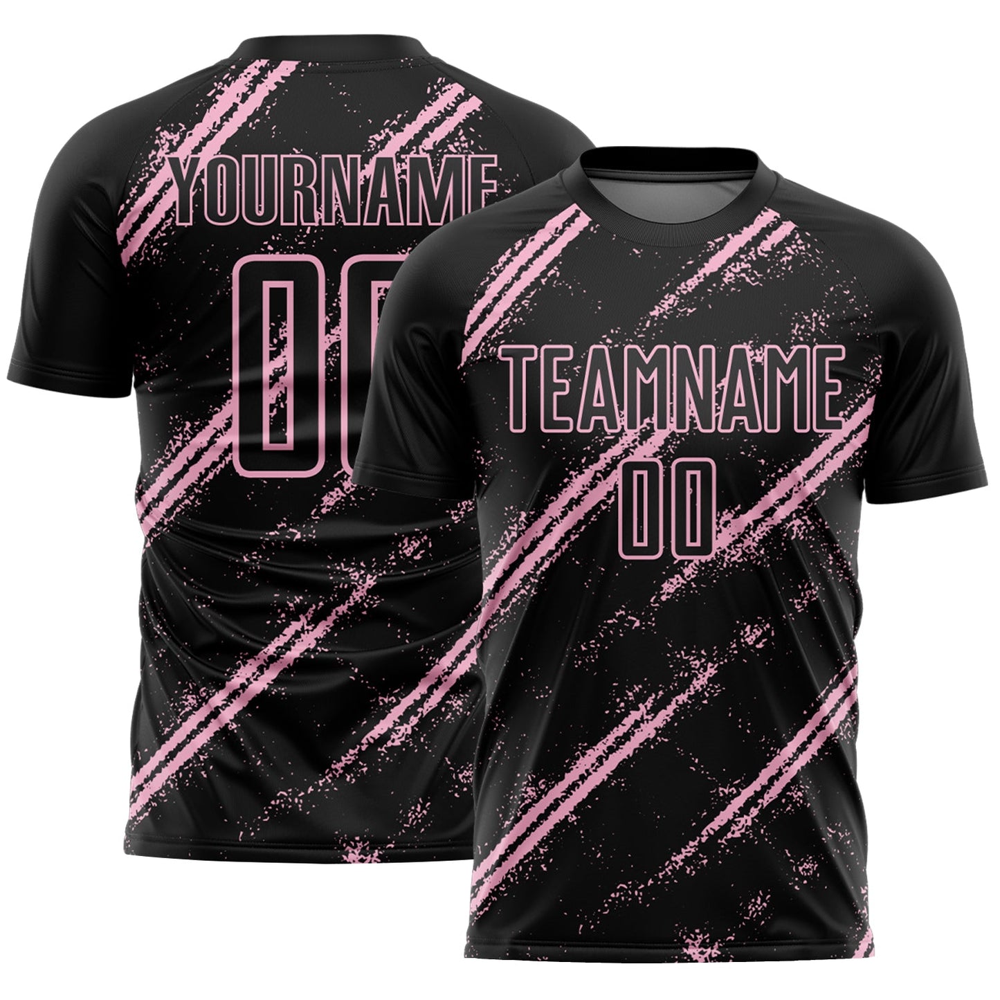 Custom Black Light Pink Abstract Fragment Art Splash Sublimation Soccer Uniform Jersey - Main View