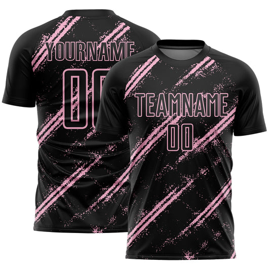 Custom Black Light Pink Abstract Fragment Art Splash Sublimation Soccer Uniform Jersey - Main View