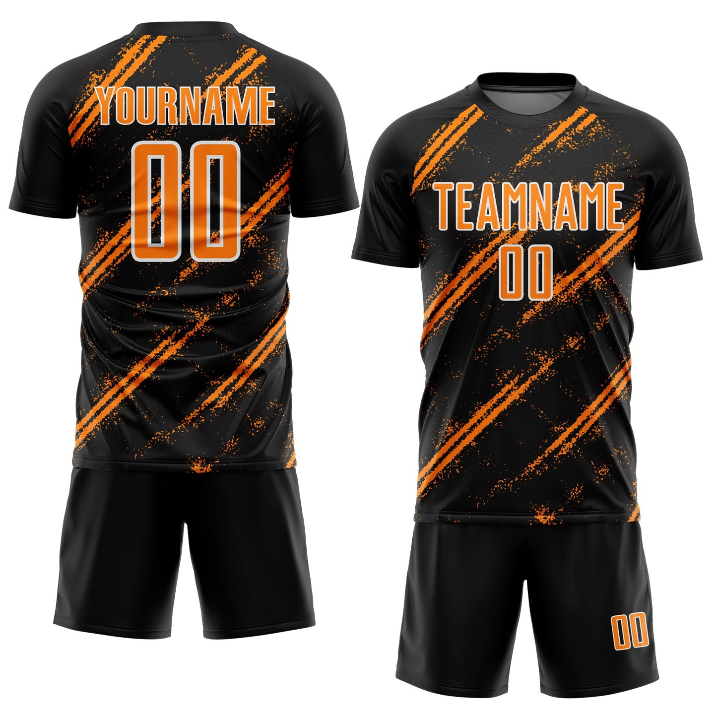 Custom Black Bay Orange-White Abstract Fragment Art Splash Sublimation Soccer Uniform Jersey view 2