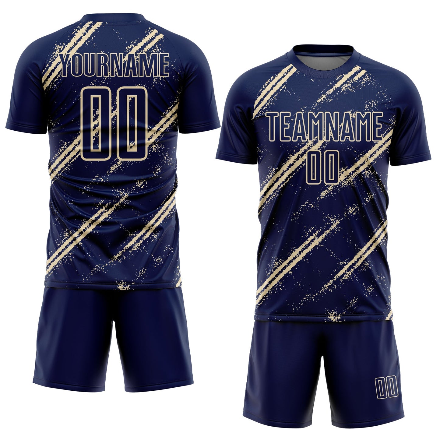 Custom Navy Cream Abstract Fragment Art Splash Sublimation Soccer Uniform Jersey view 2
