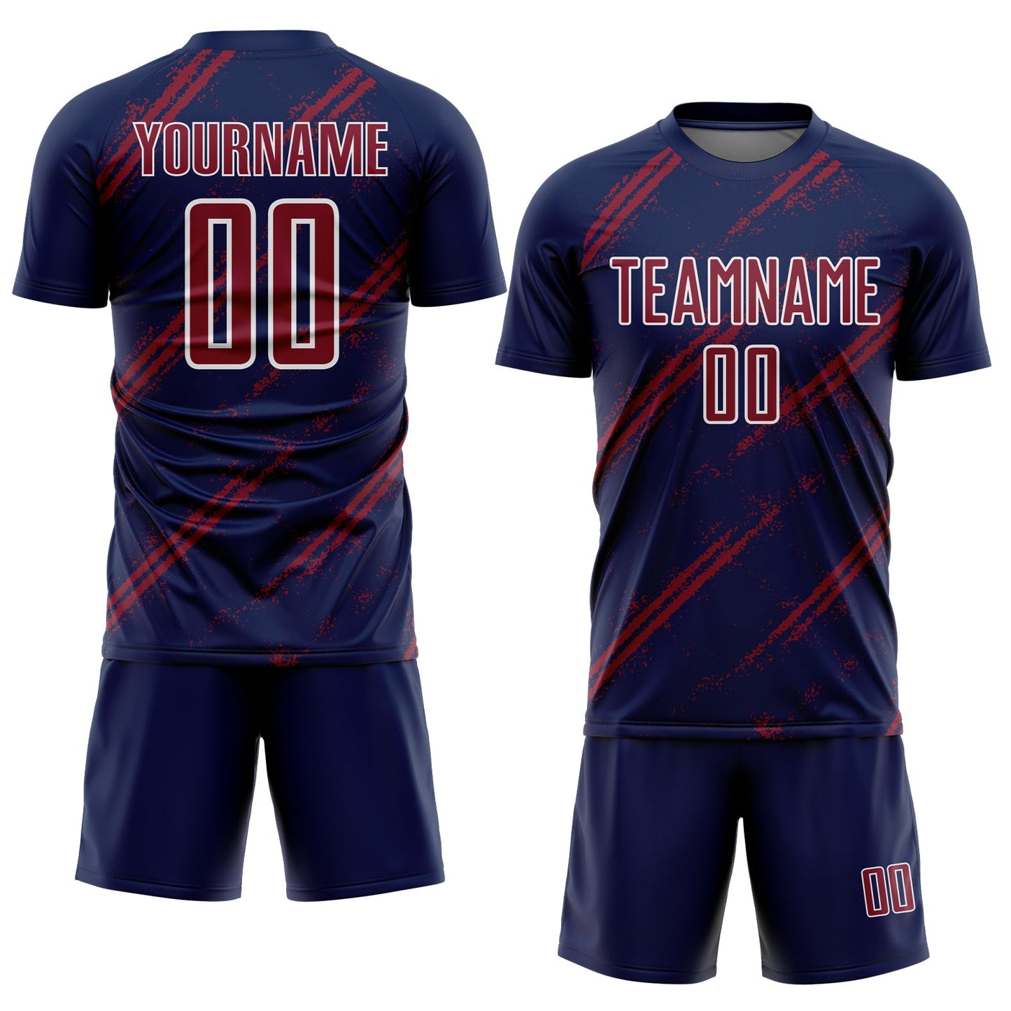 Custom Navy Crimson-White Abstract Fragment Art Splash Sublimation Soccer Uniform Jersey view 2