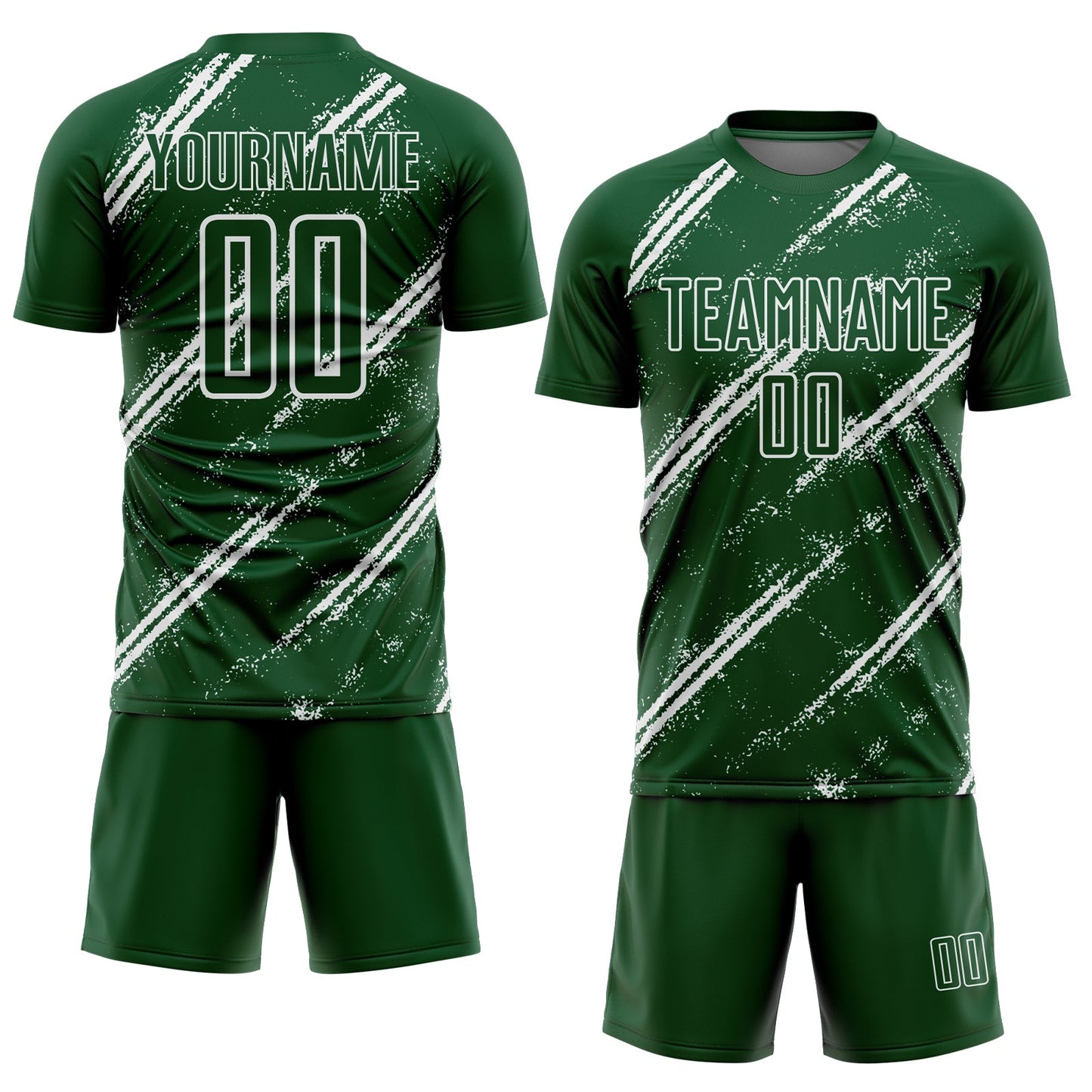 Custom Green White Abstract Fragment Art Splash Sublimation Soccer Uniform Jersey view 2