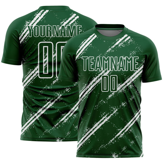 Custom Green White Abstract Fragment Art Splash Sublimation Soccer Uniform Jersey - Main View