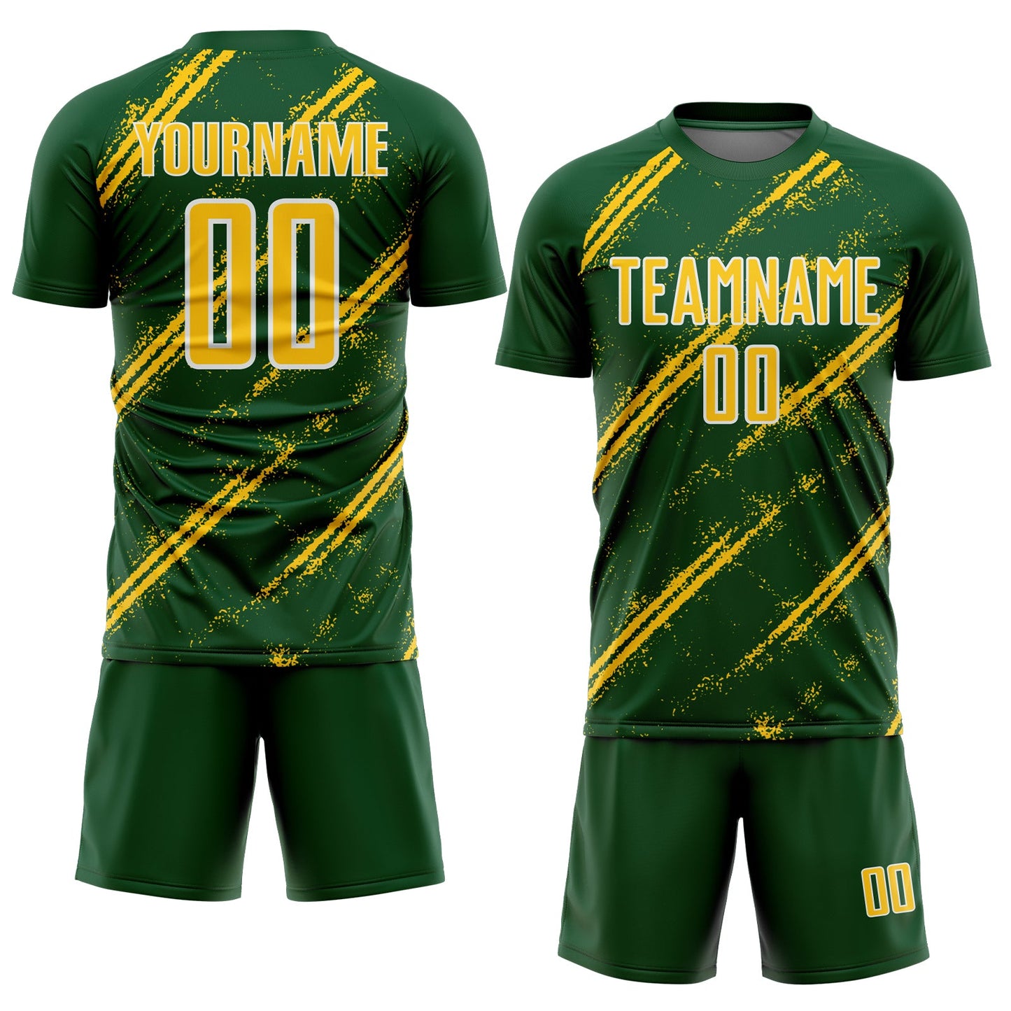 Custom Green Yellow-White Abstract Fragment Art Splash Sublimation Soccer Uniform Jersey view 2