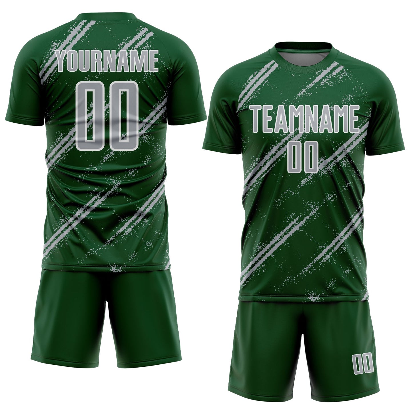 Custom Green Gray-White Abstract Fragment Art Splash Sublimation Soccer Uniform Jersey view 2