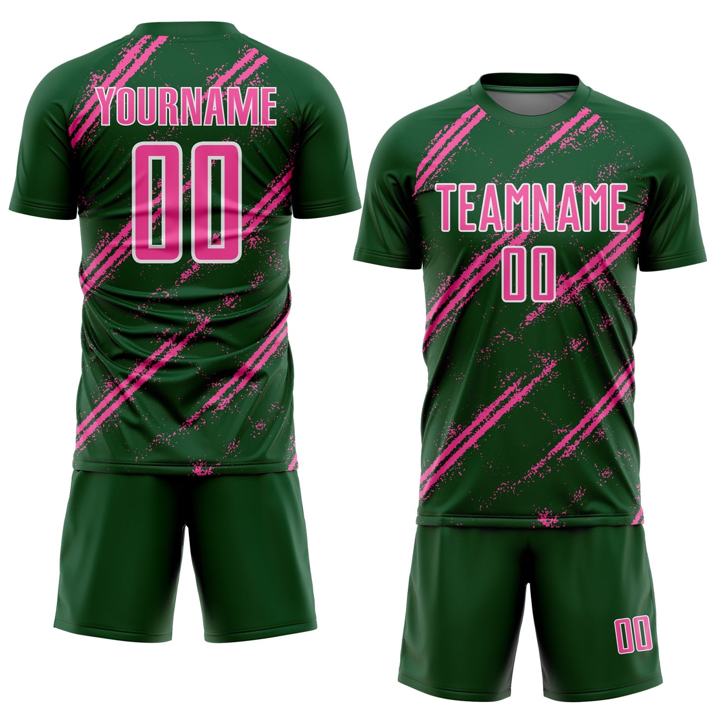 Custom Green Pink-White Abstract Fragment Art Splash Sublimation Soccer Uniform Jersey view 2