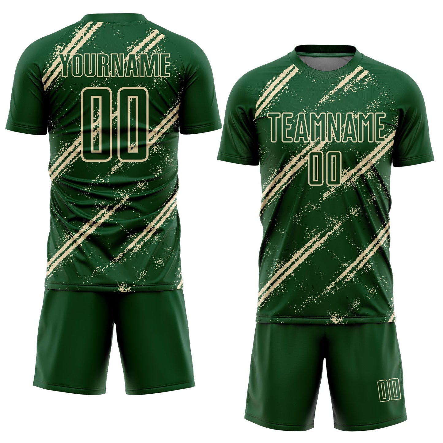 Custom Green Cream Abstract Fragment Art Splash Sublimation Soccer Uniform Jersey view 2