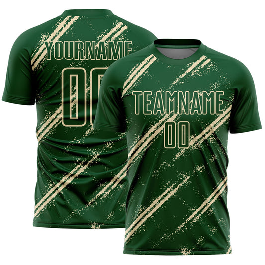 Custom Green Cream Abstract Fragment Art Splash Sublimation Soccer Uniform Jersey - Main View