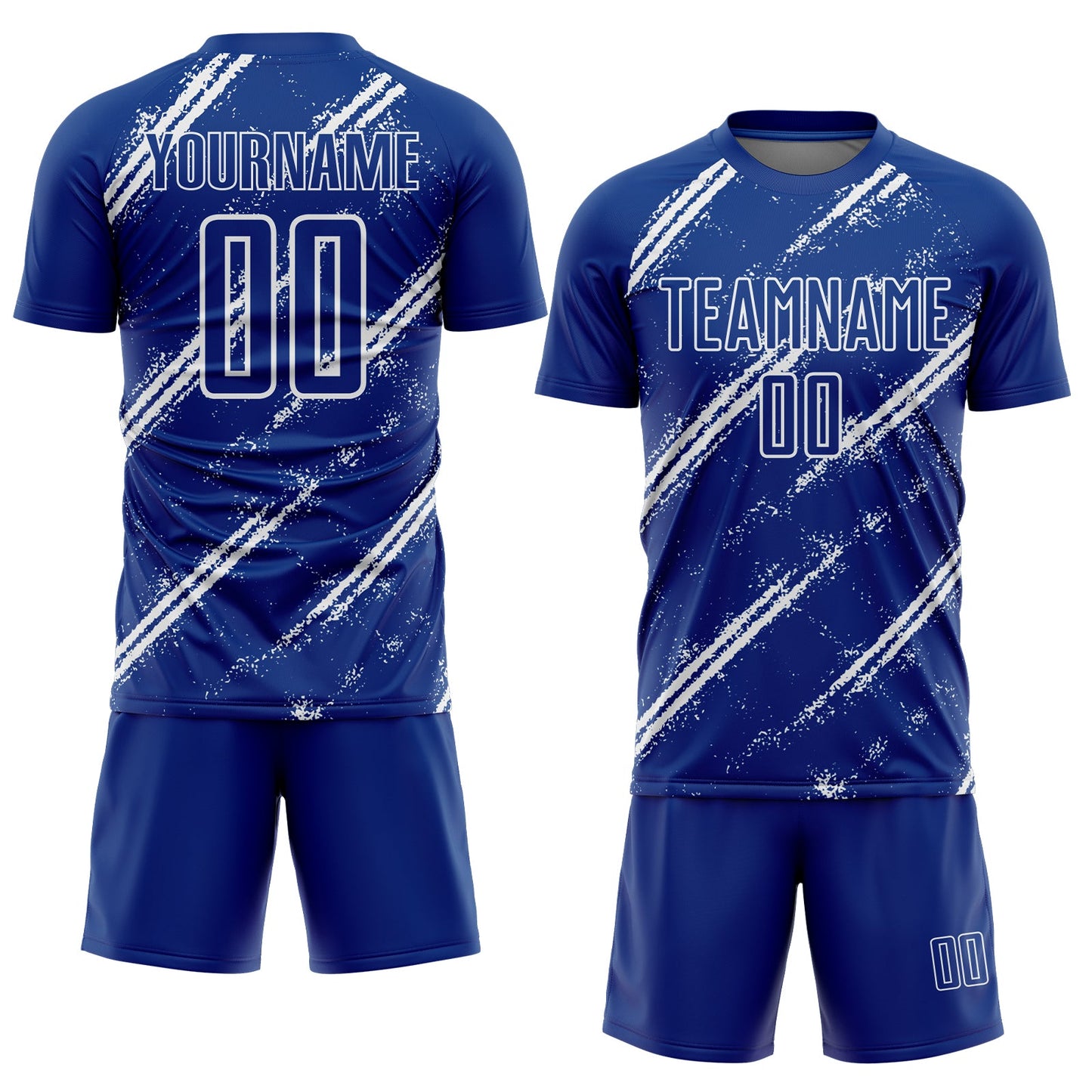 Custom Royal White Abstract Fragment Art Splash Sublimation Soccer Uniform Jersey view 2