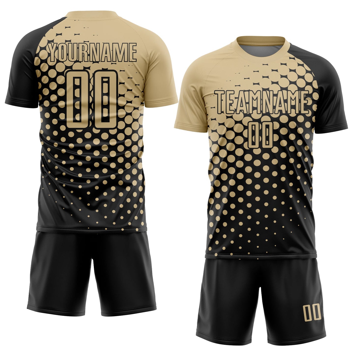 Custom Black Vegas Gold Modern Polka Dot Sublimation Soccer Uniform Jersey view 2