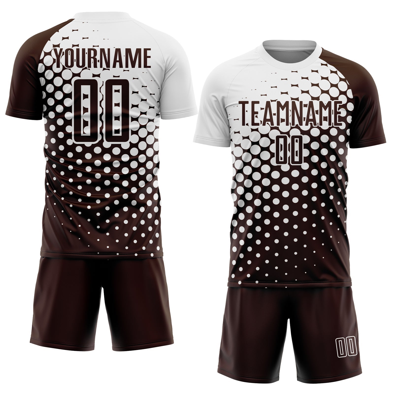 Custom Brown White Modern Polka Dot Sublimation Soccer Uniform Jersey view 2