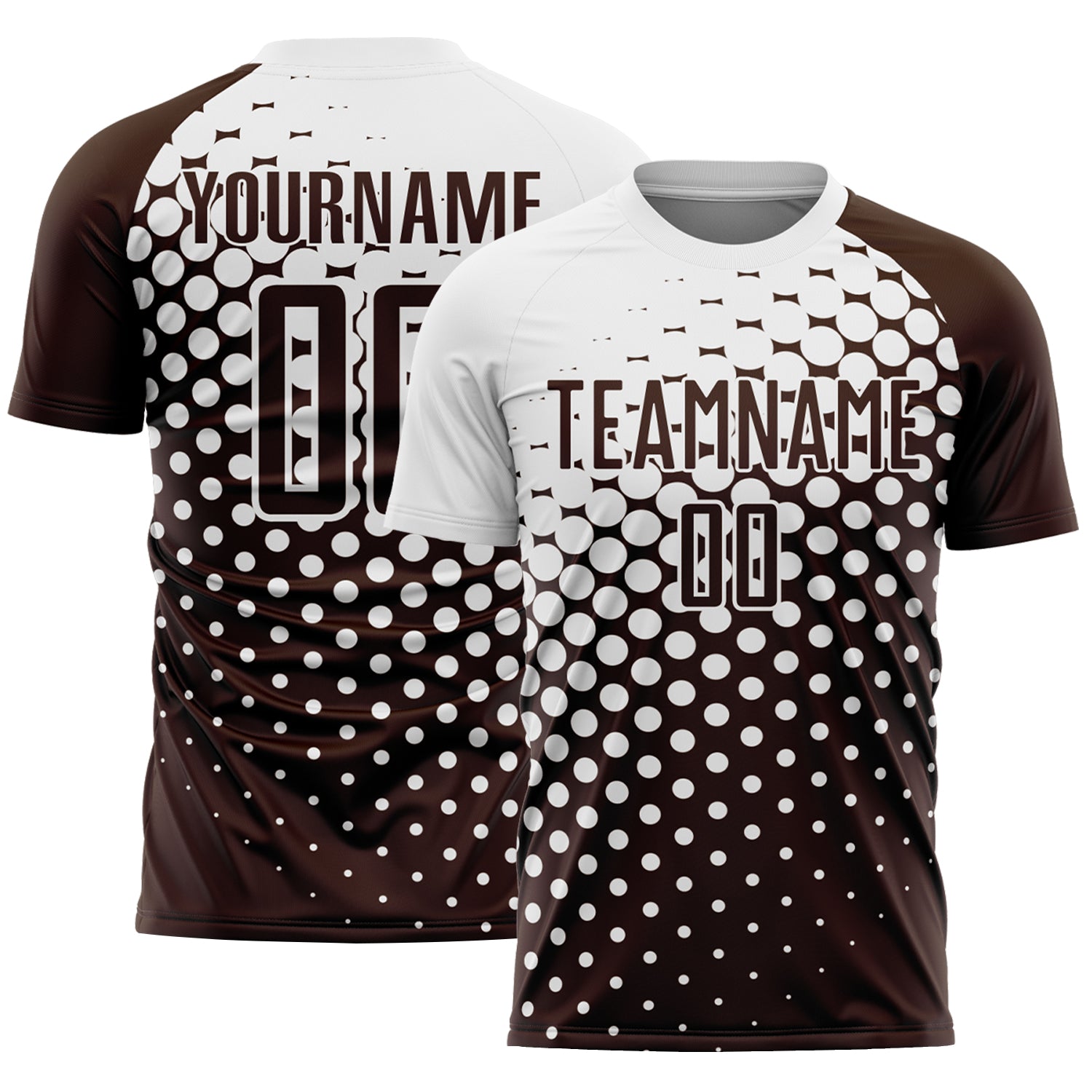 Custom Brown White Modern Polka Dot Sublimation Soccer Uniform Jersey - Main View