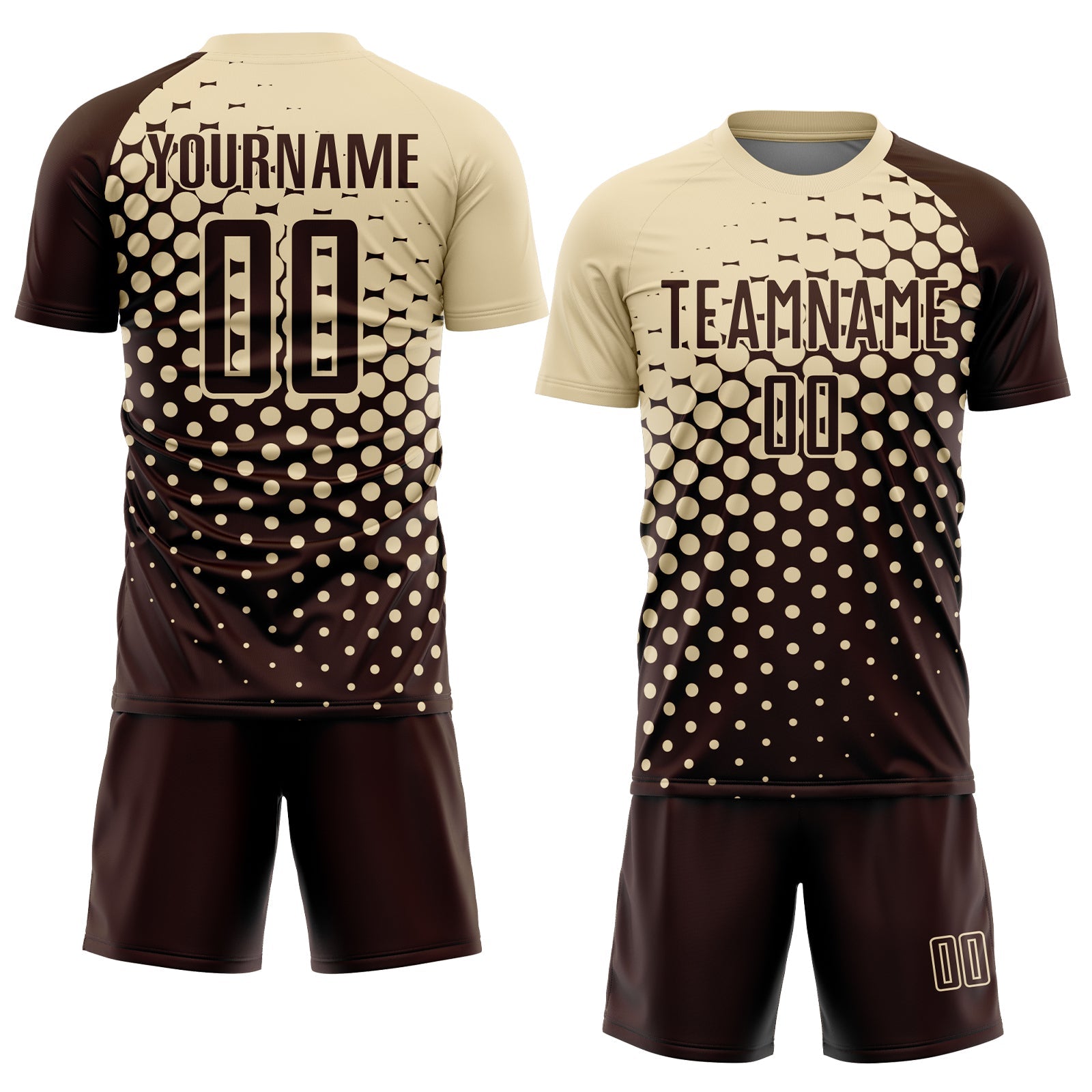 Custom Brown Cream Modern Polka Dot Sublimation Soccer Uniform Jersey view 2