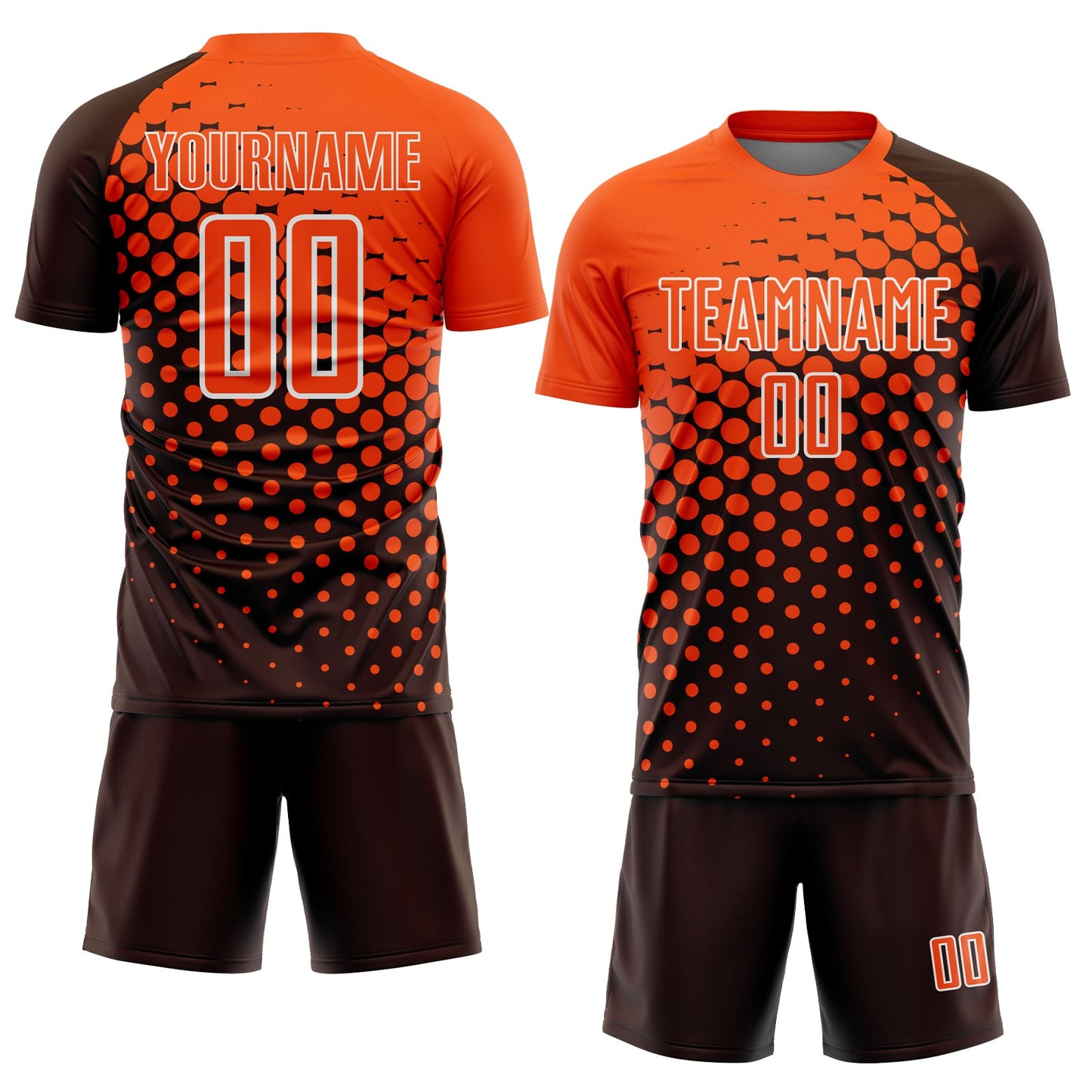 Custom Brown Orange-White Modern Polka Dot Sublimation Soccer Uniform Jersey view 2