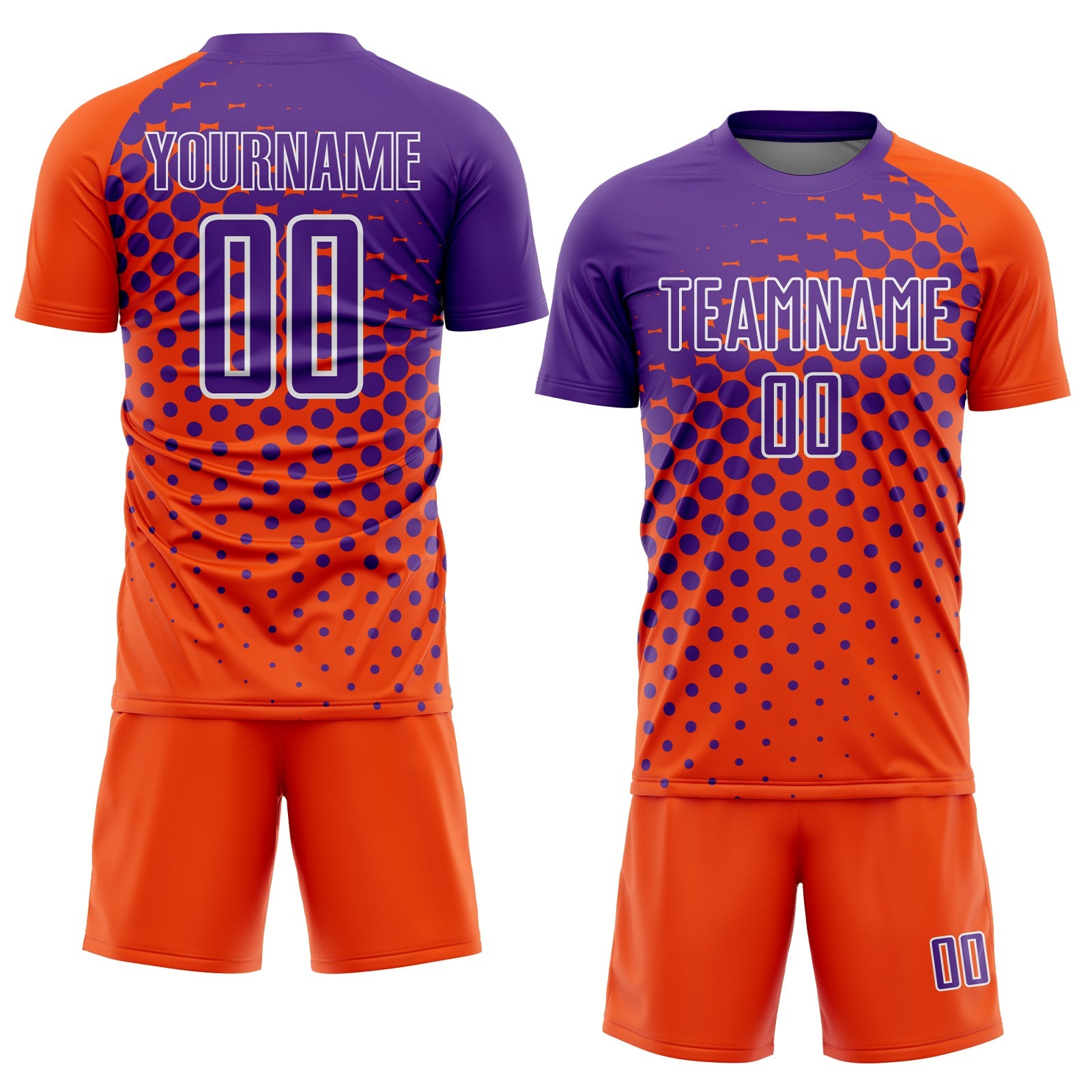 Custom Orange Purple-White Modern Polka Dot Sublimation Soccer Uniform Jersey view 2